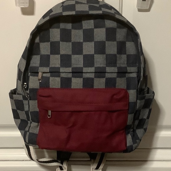 wild fable Handbags - NWT Wild fable Checker Print Medium Dome Backpack-  Gray Maroon